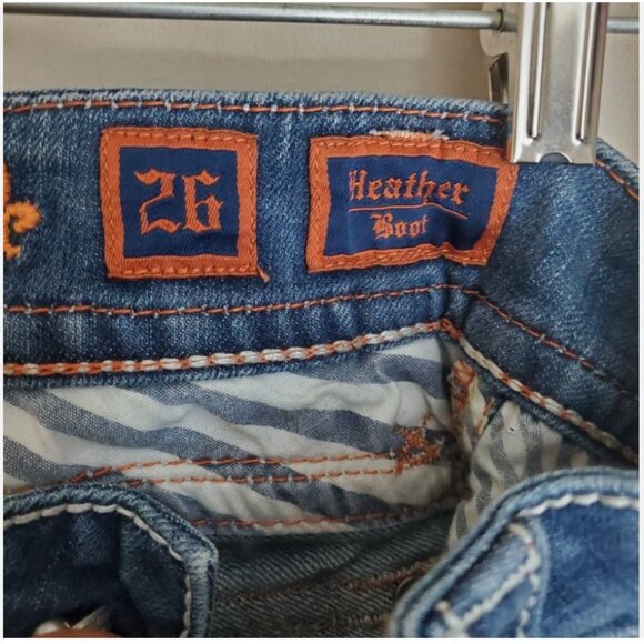 Rock Revival Jeans 26 Heather Boot Embellished Pockets Heather Denim Blue - Picture 8 of 10